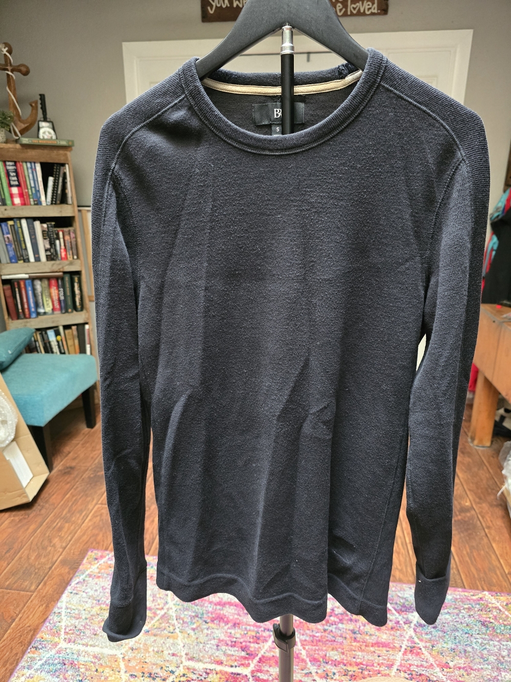 Banana Republic Men's Black Crewneck Thermal Pullover